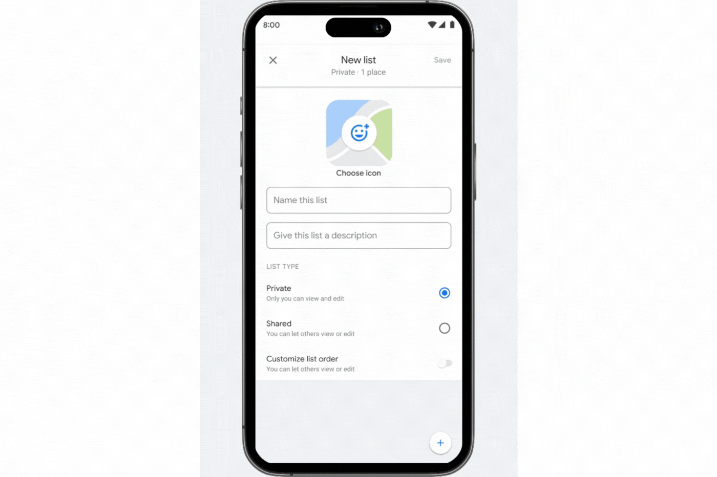 2 amélioration liste google map emoji