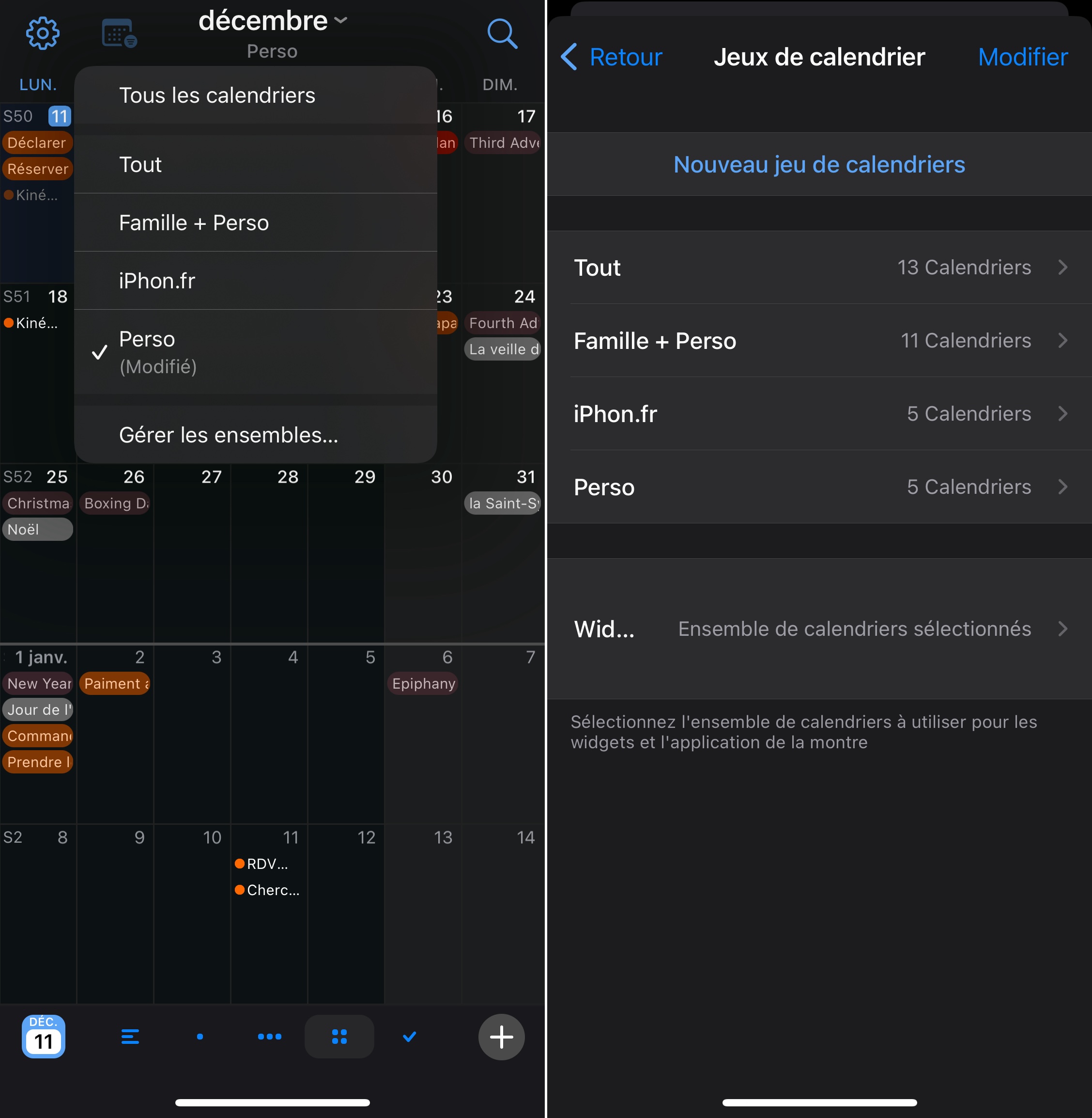 BusyCal différentes vues