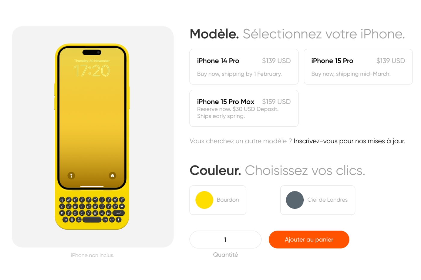 Prix coque clicks clavier iPhone