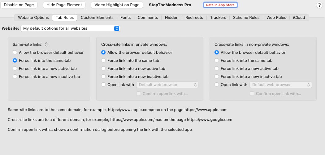 StopTheMadness Pro Mac onglets