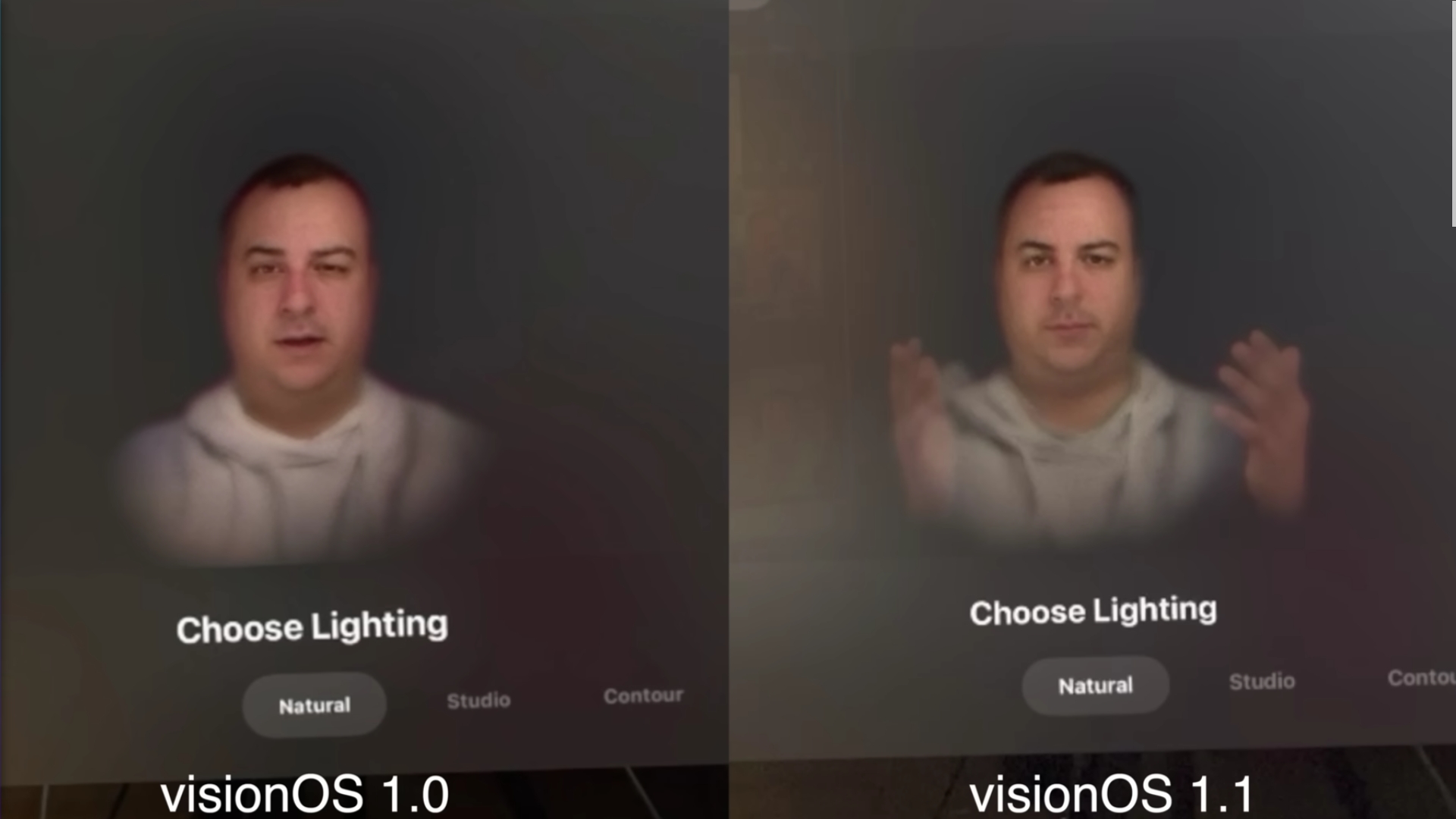 Avatar vision pro avant aprés mise à jour visionOS 1.1 