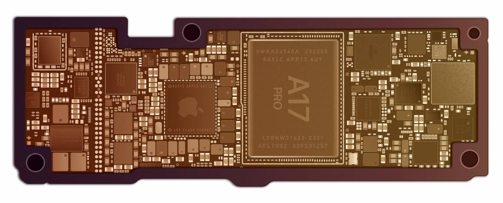 Fond d'écran schématique iPhone 15 Pro CPU
