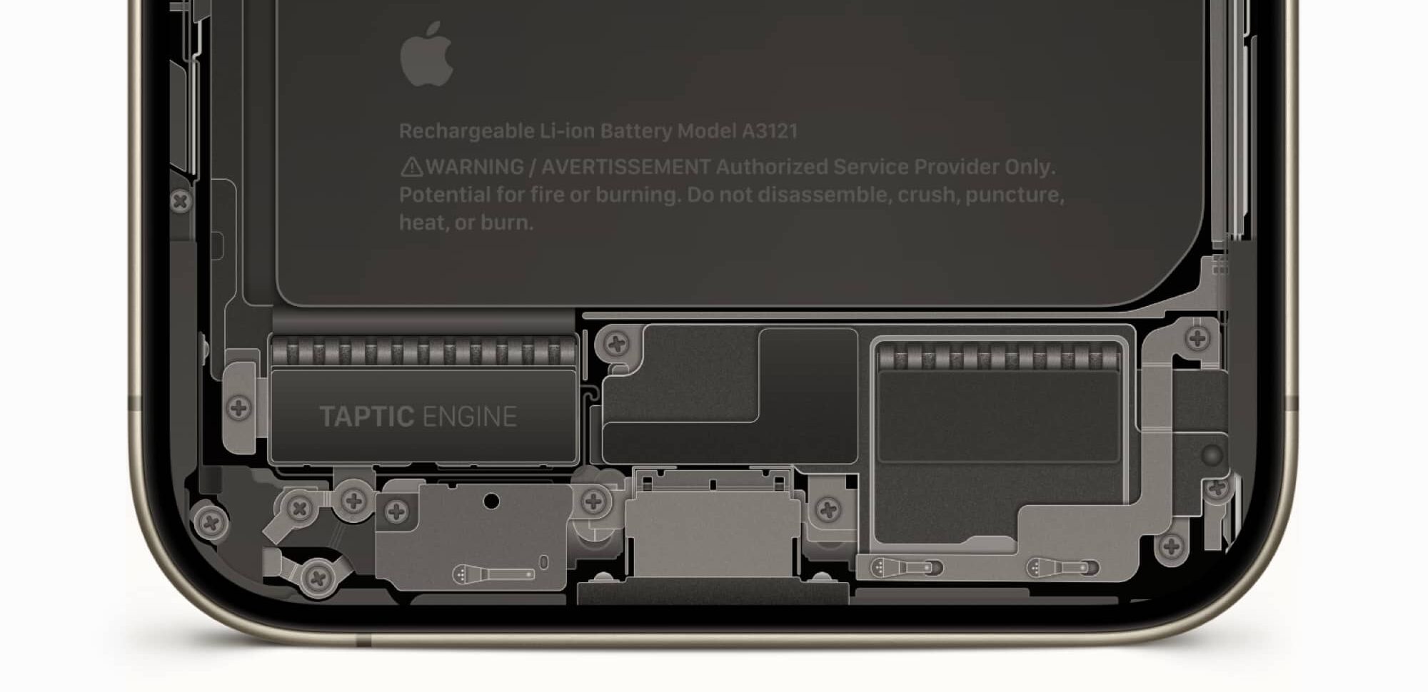 Fond d'écran schématique iPhone 15 Pro Taptic Engine