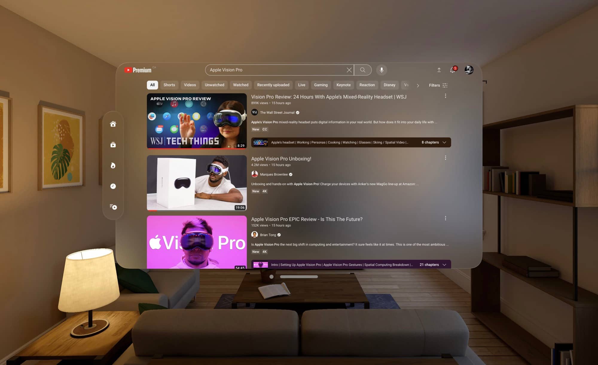 Juno for YouTube Apple Vision Pro