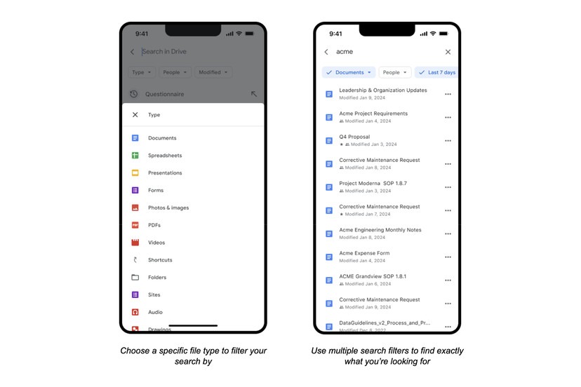 Google Drive search filters