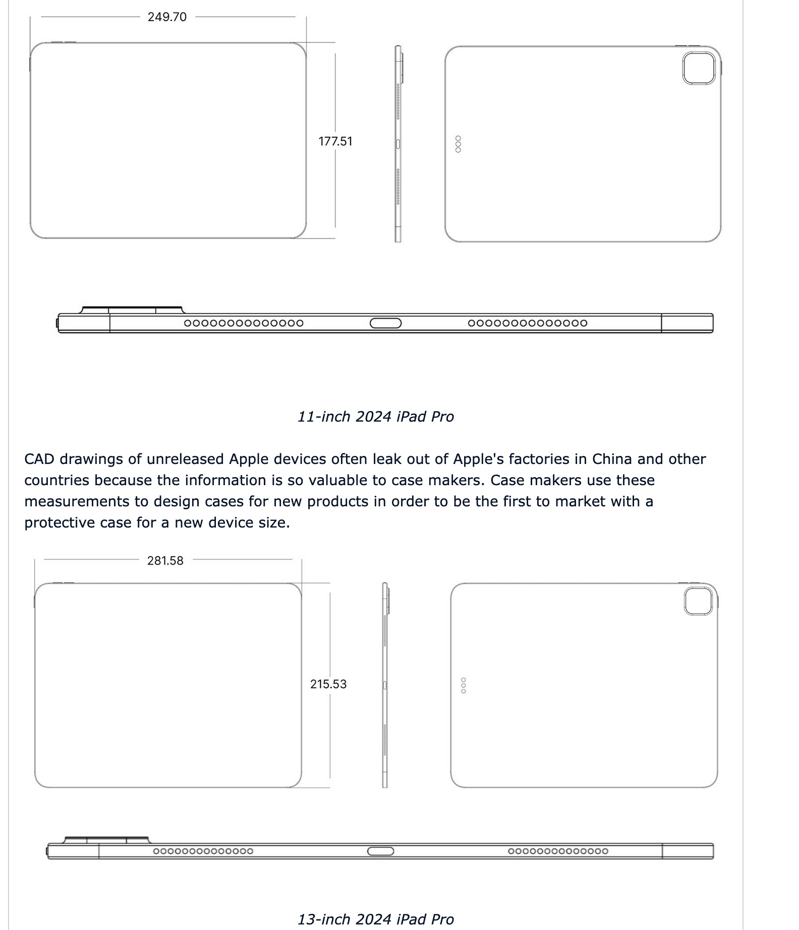 Dimensions iPad pro m3