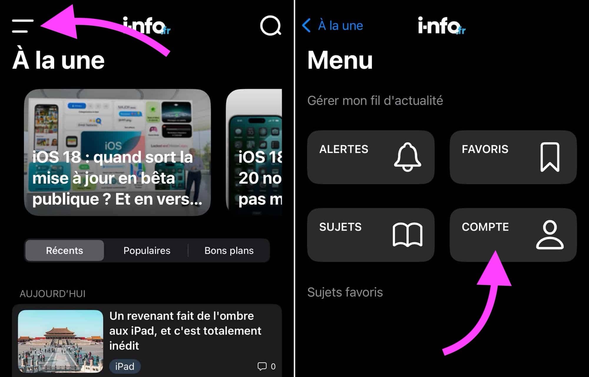 i-nfo.fr réglages compte