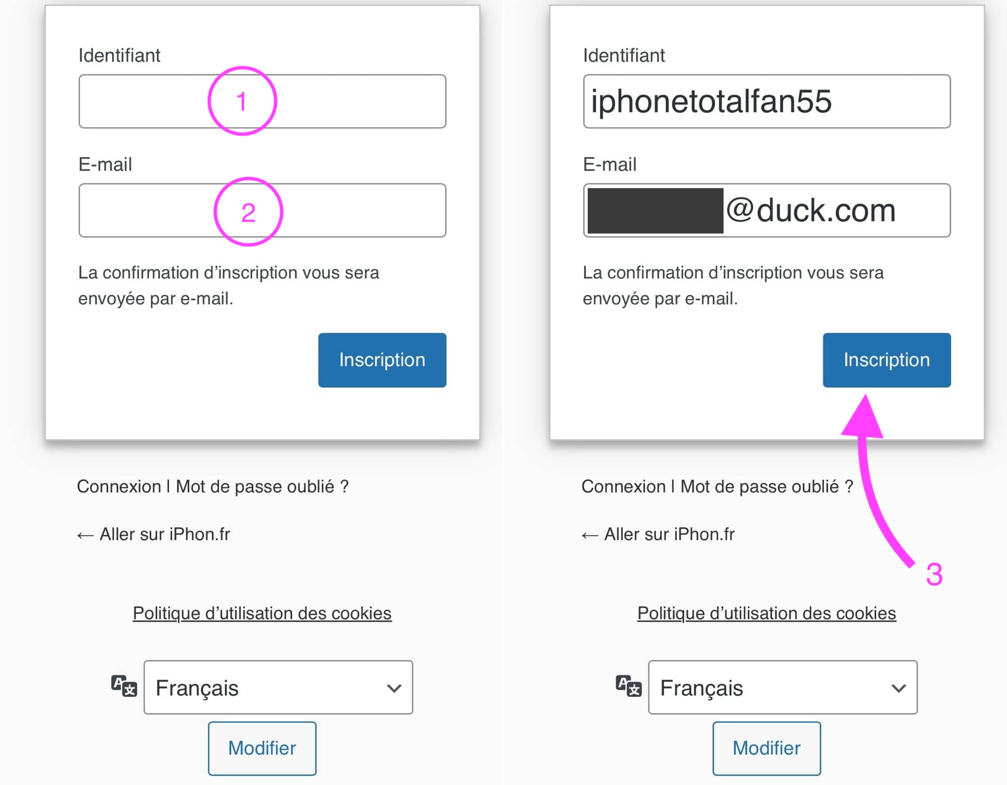 i-nfo.fr création compte
