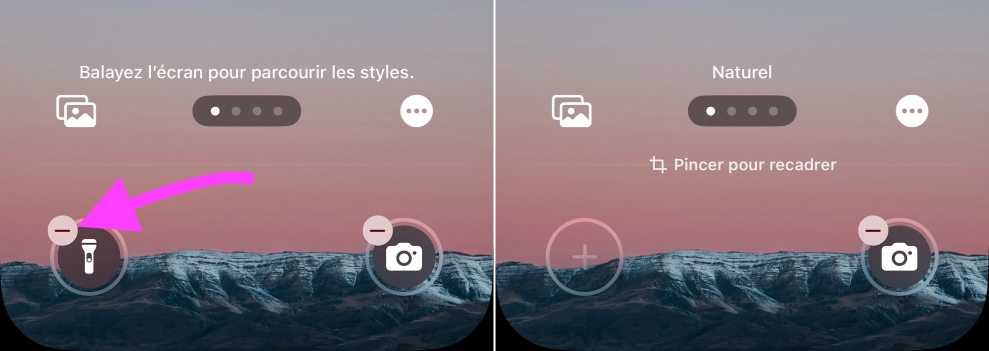 Changer raccourcis Écran verrouillé