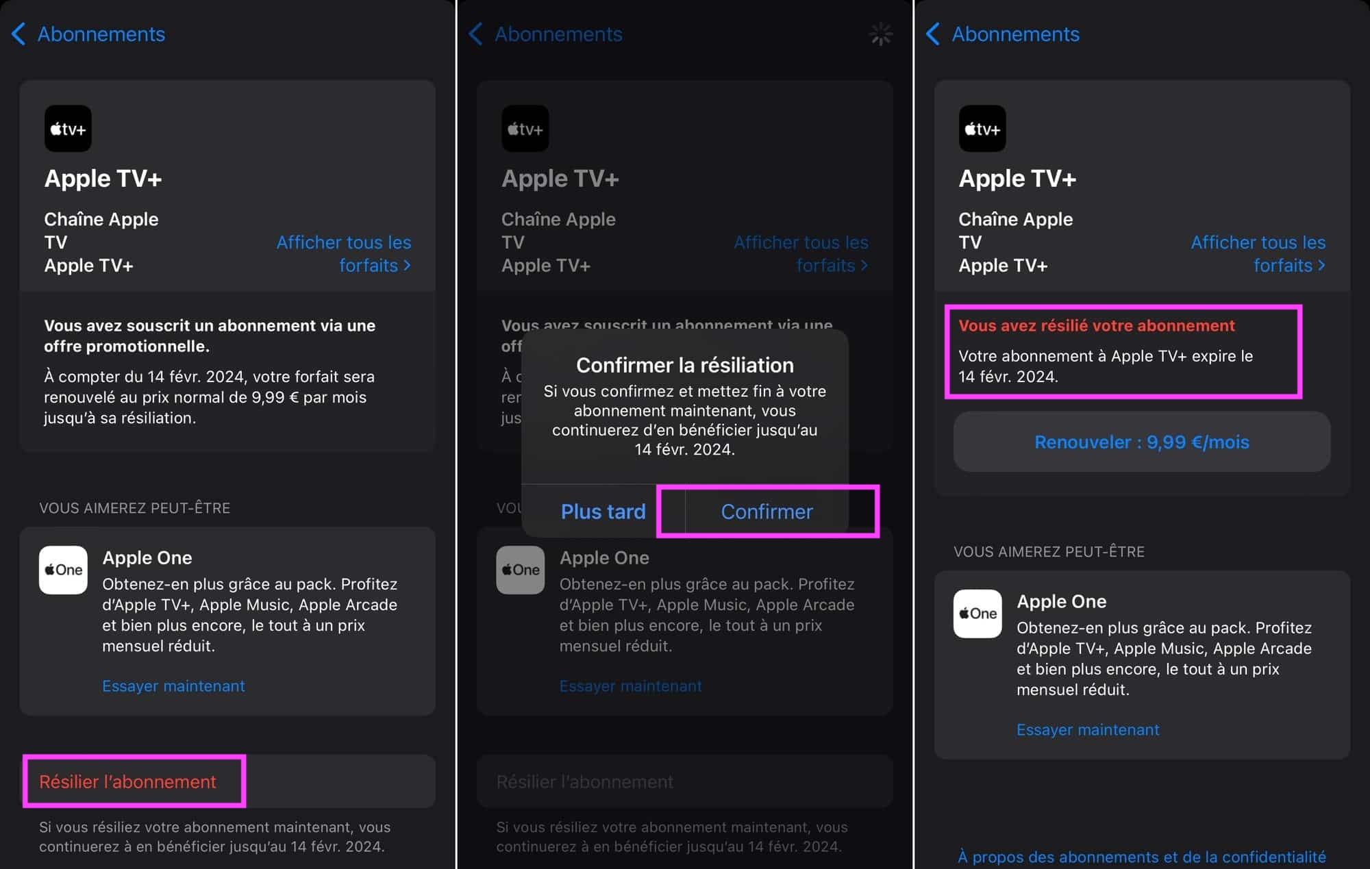 Resiliation apple tv plus abonnement