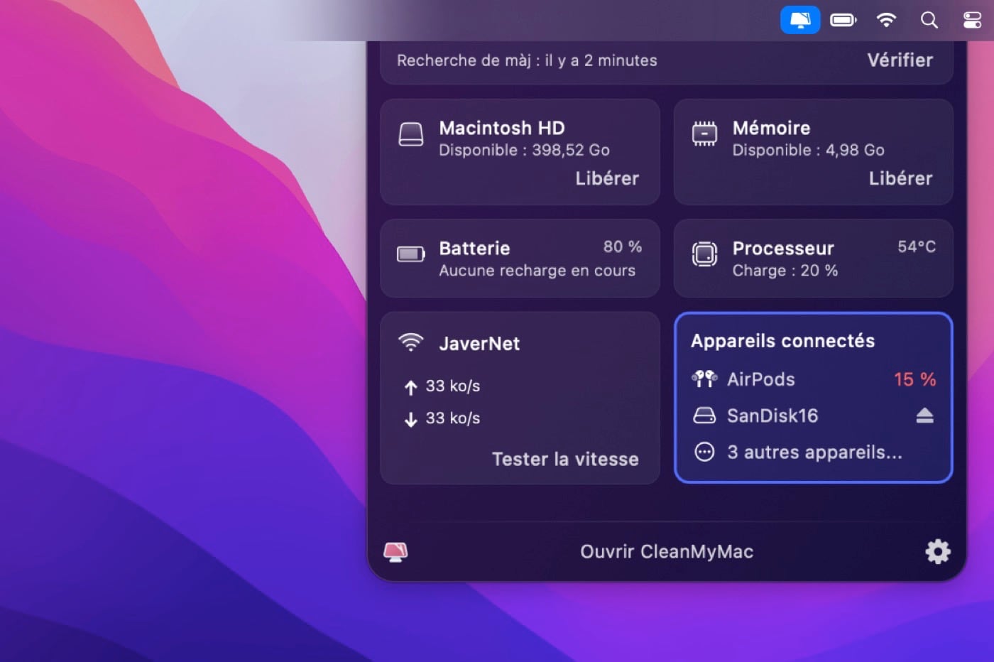 CleanMyMac X Devices Monitor