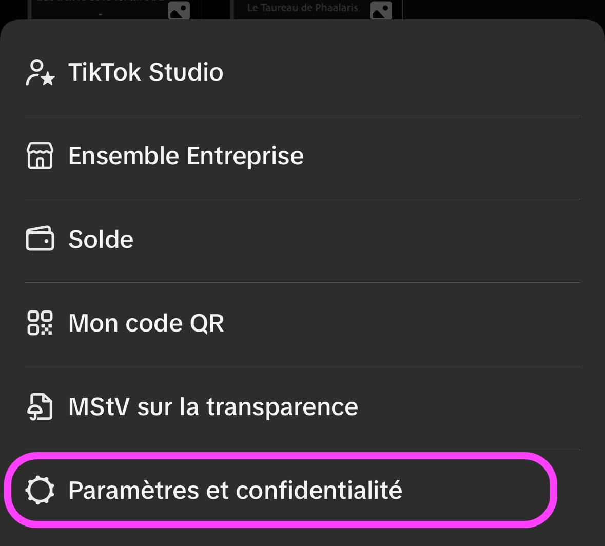 Paramètres TikTok