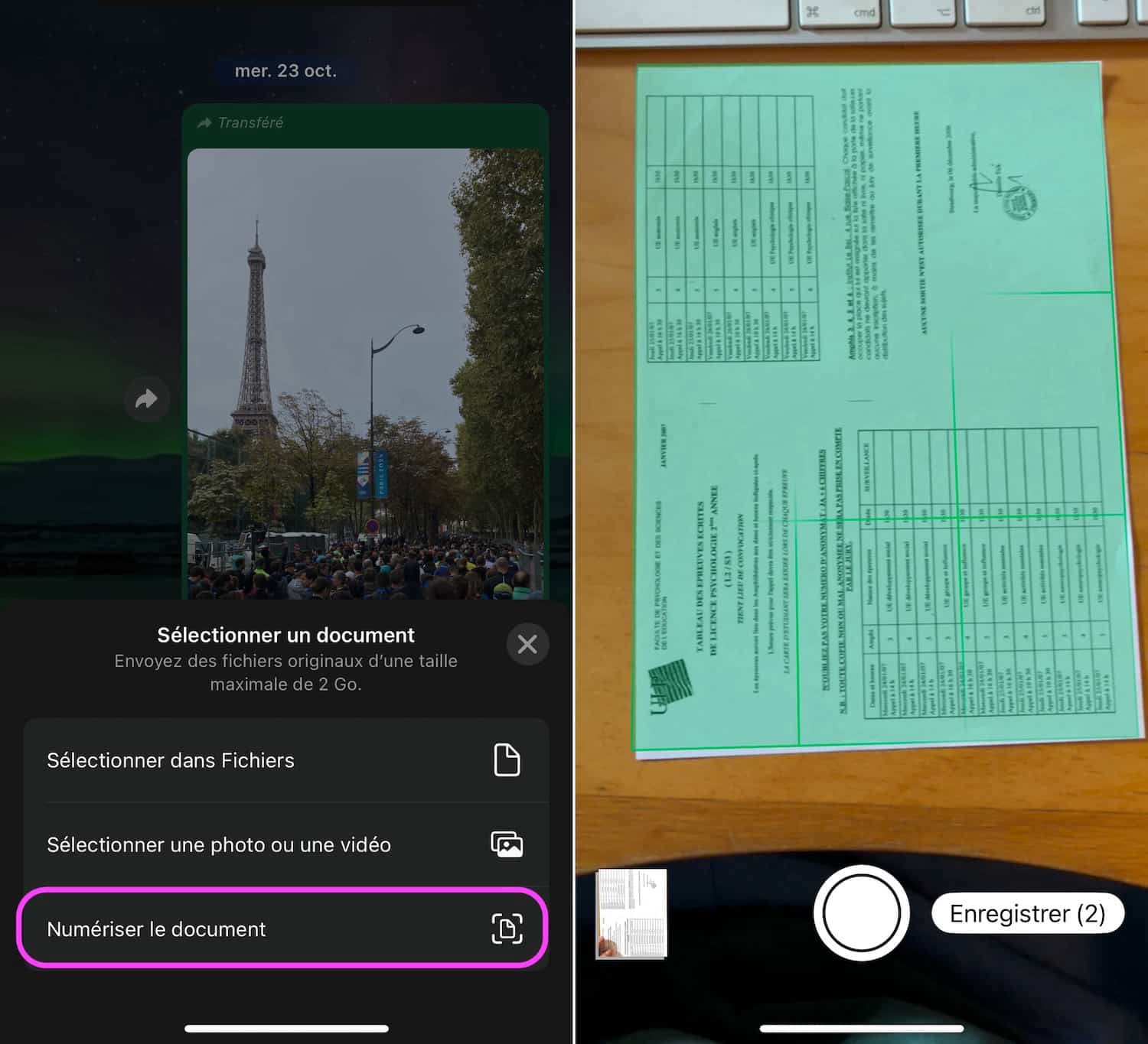 WhatsApp numériser document