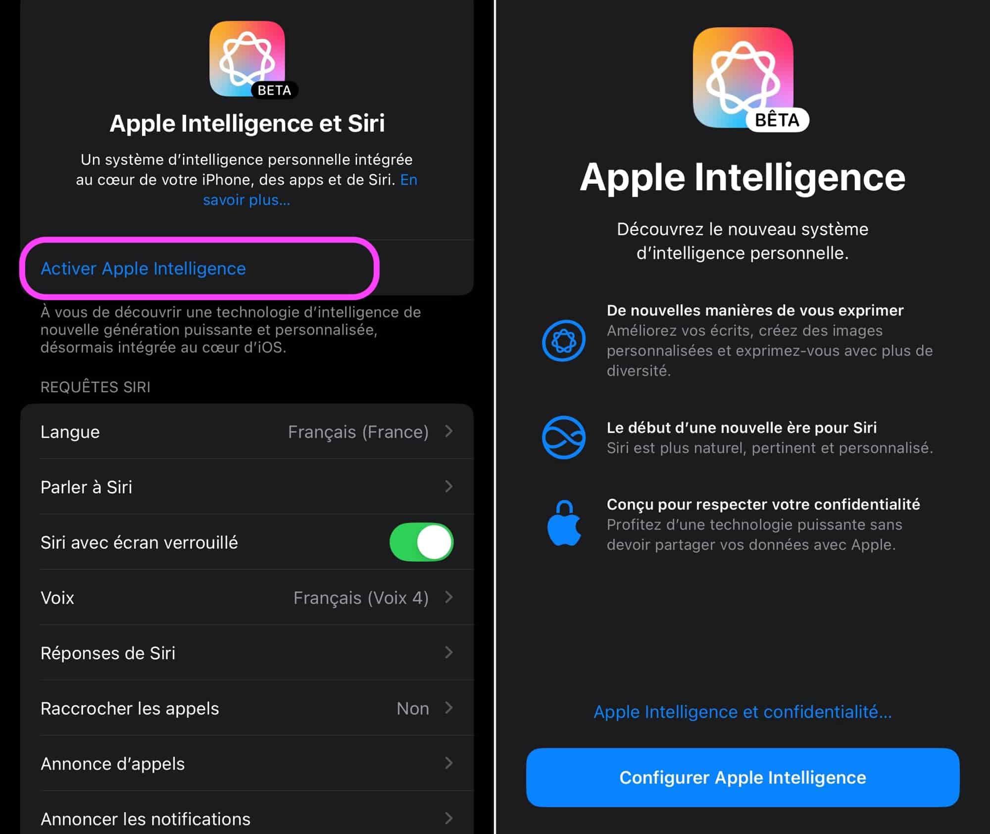 Apple Intelligence activer