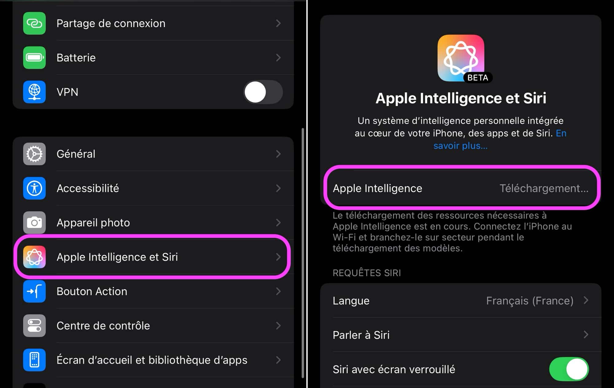 Apple Intelligence télécharge