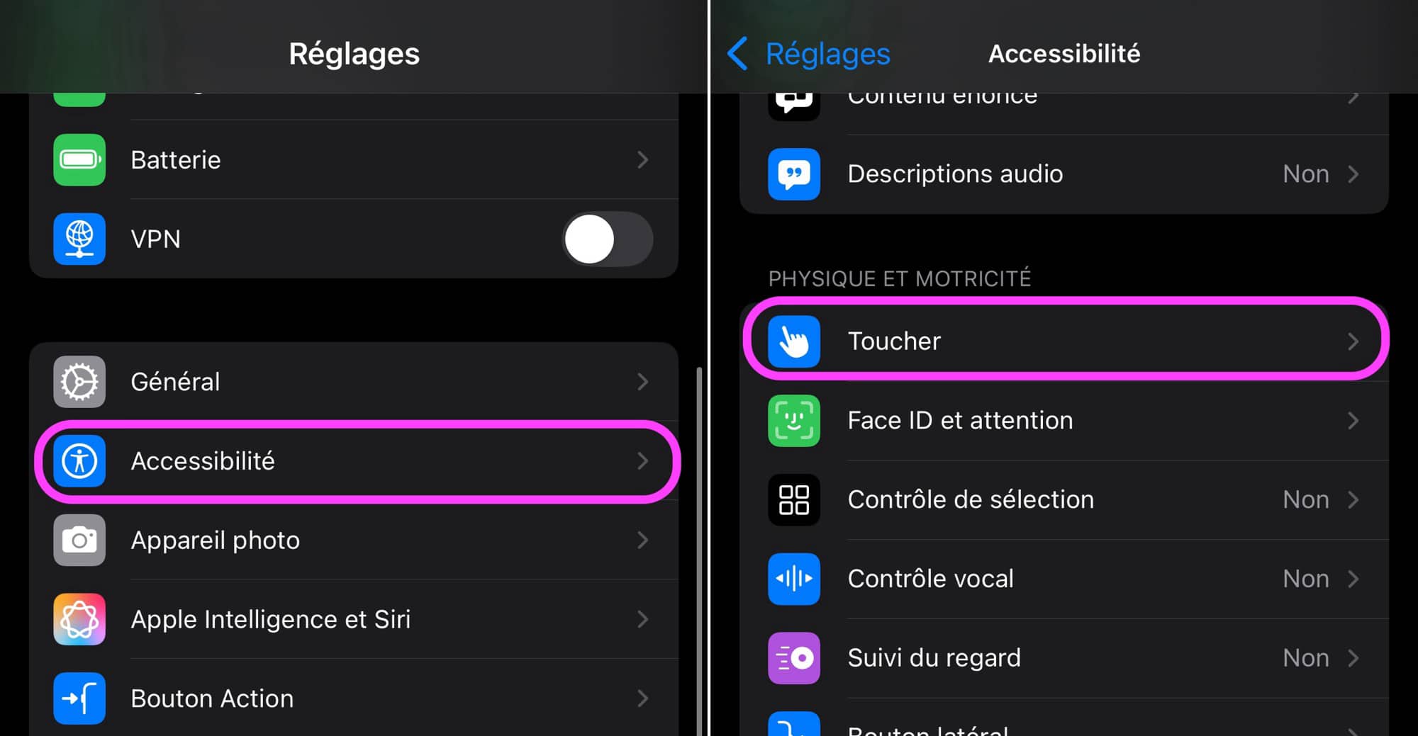 Accès facile guide iPhone