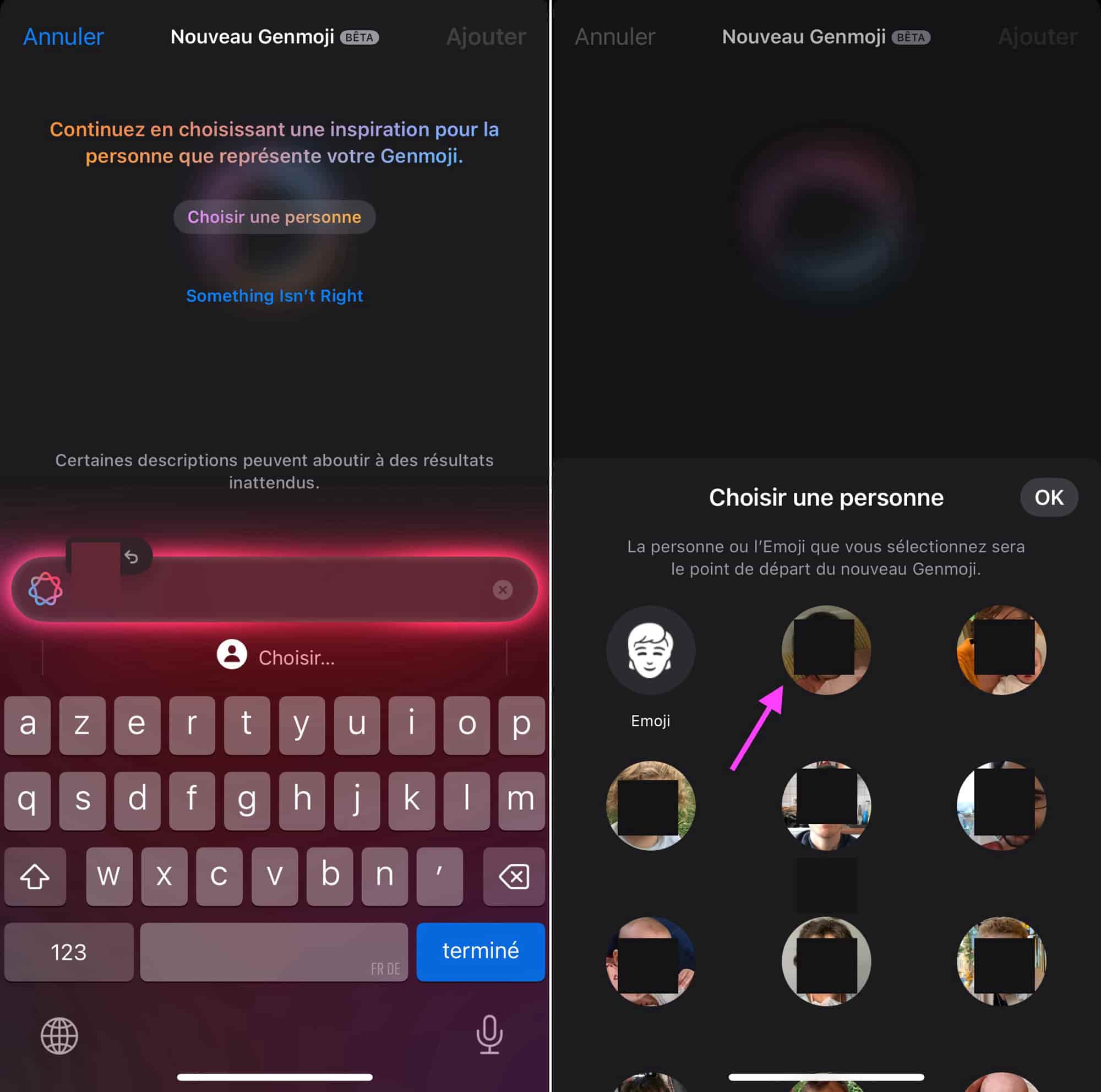 Genmoji personne photos