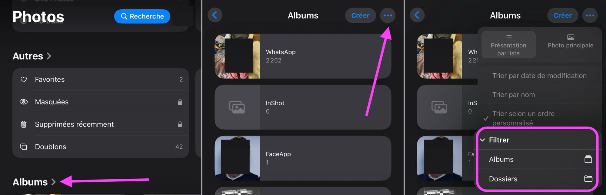 Photos filtres albums iOS 18.4