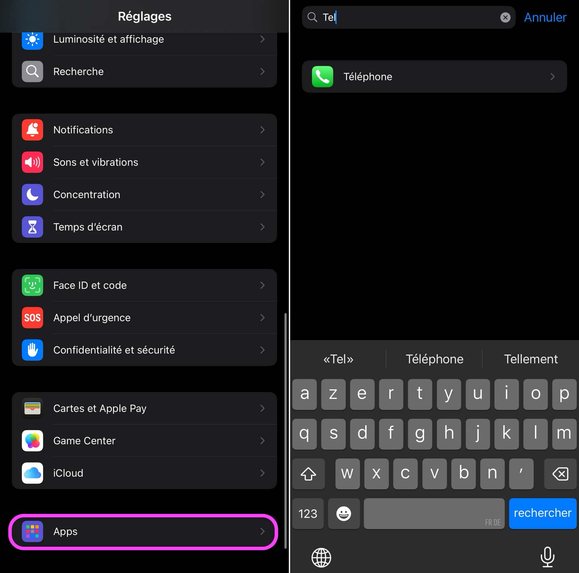 Apps telephone iPhone