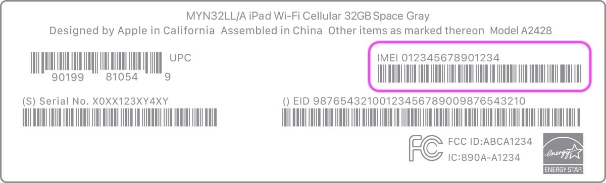 IMEI boîte iPad