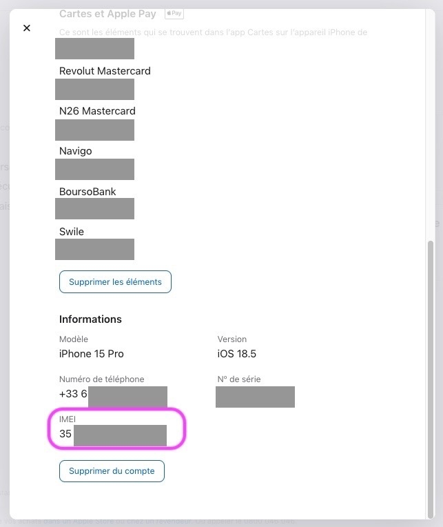 Apple code IMEI iPhone