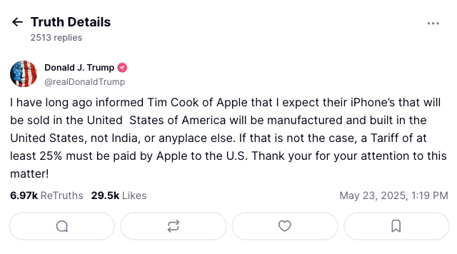 Donald Trump Truth Social + 25 % iPhone