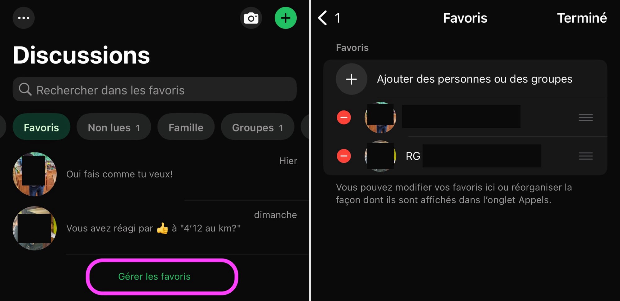 Gérer liste WhatsApp