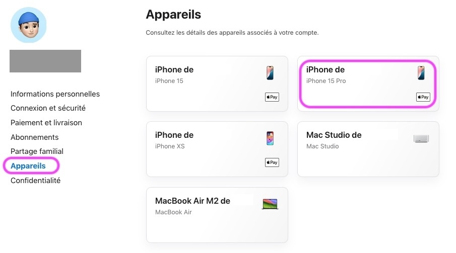 Numéro IMEI iCloud