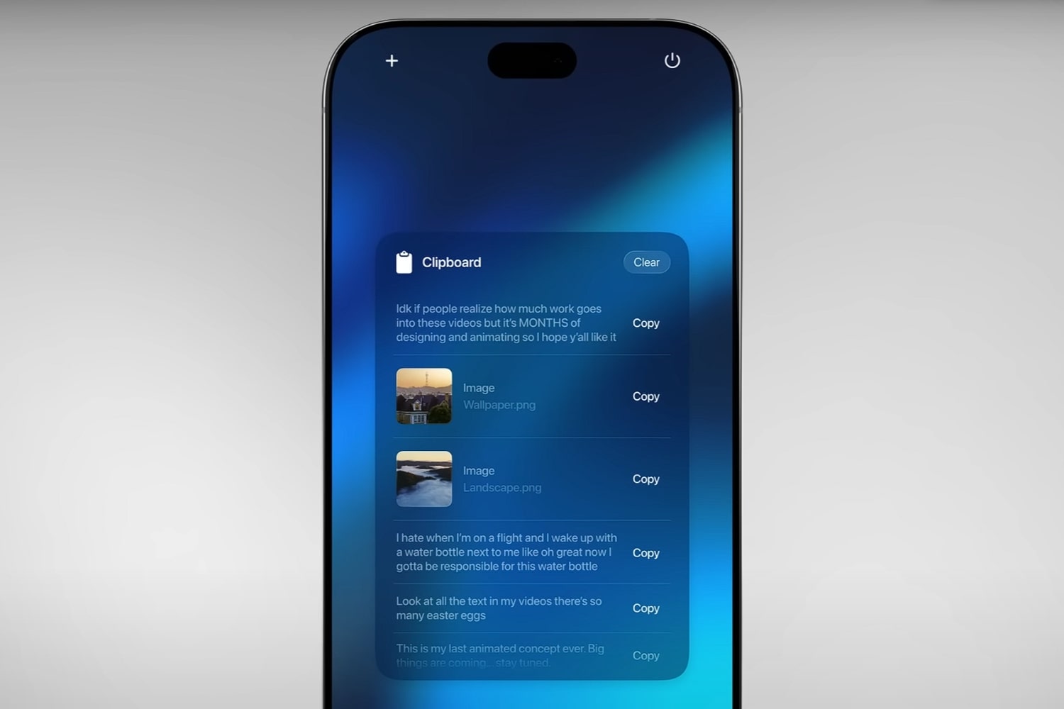 Ios 19 presse papier concept central min