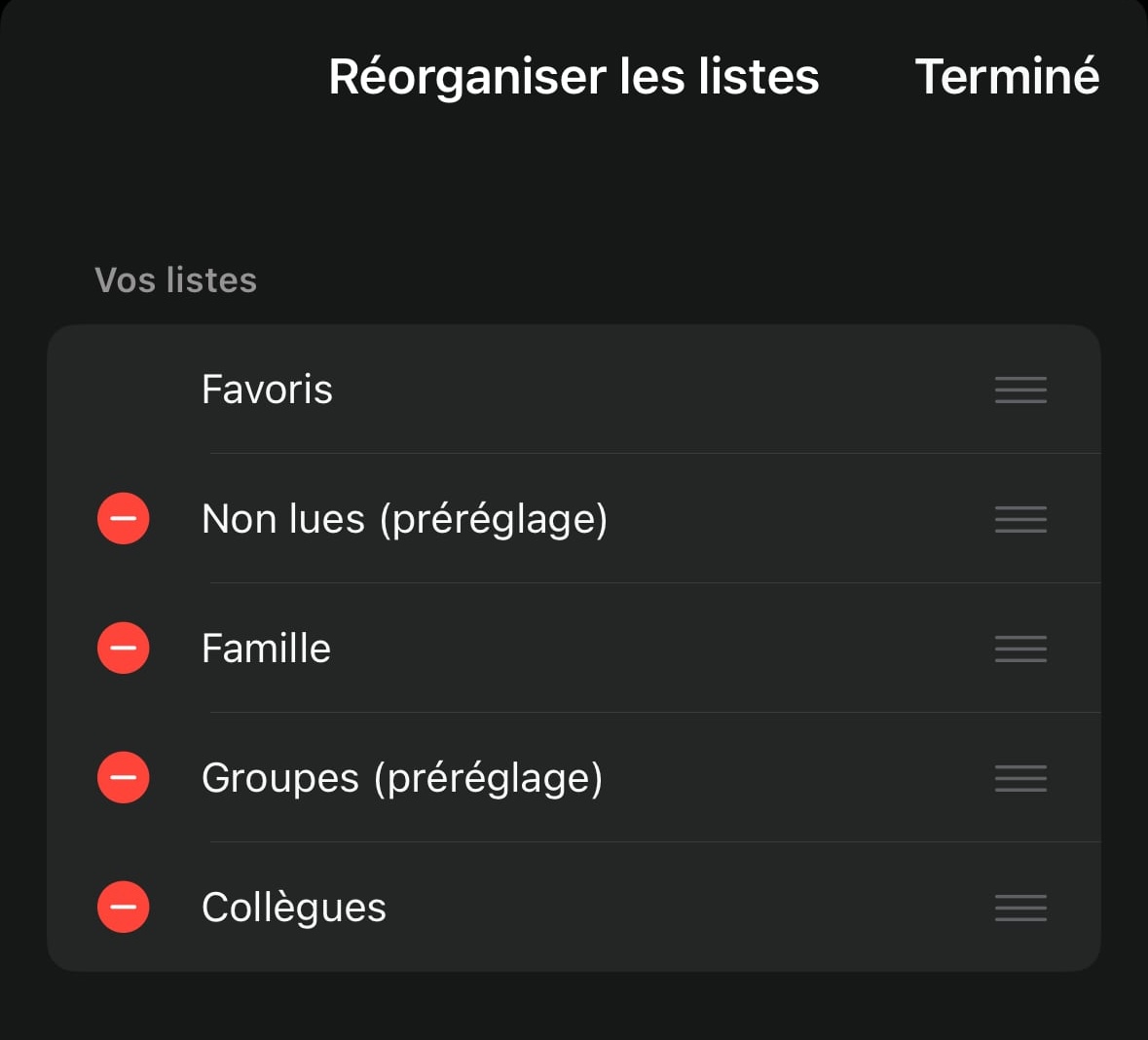 Supprimer liste WhatsApp