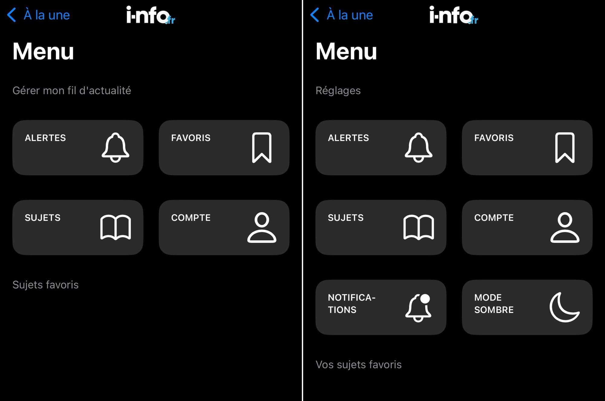 Ancien menu vs nouveau menu i-nfo.fr
