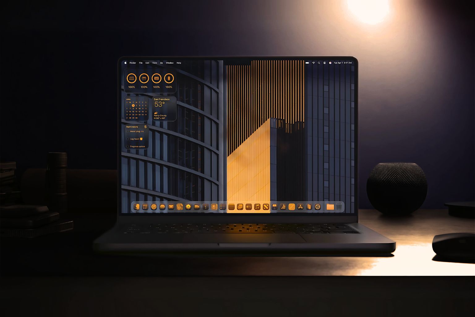 macOS 26 tahoe apple liquid glass doré noir