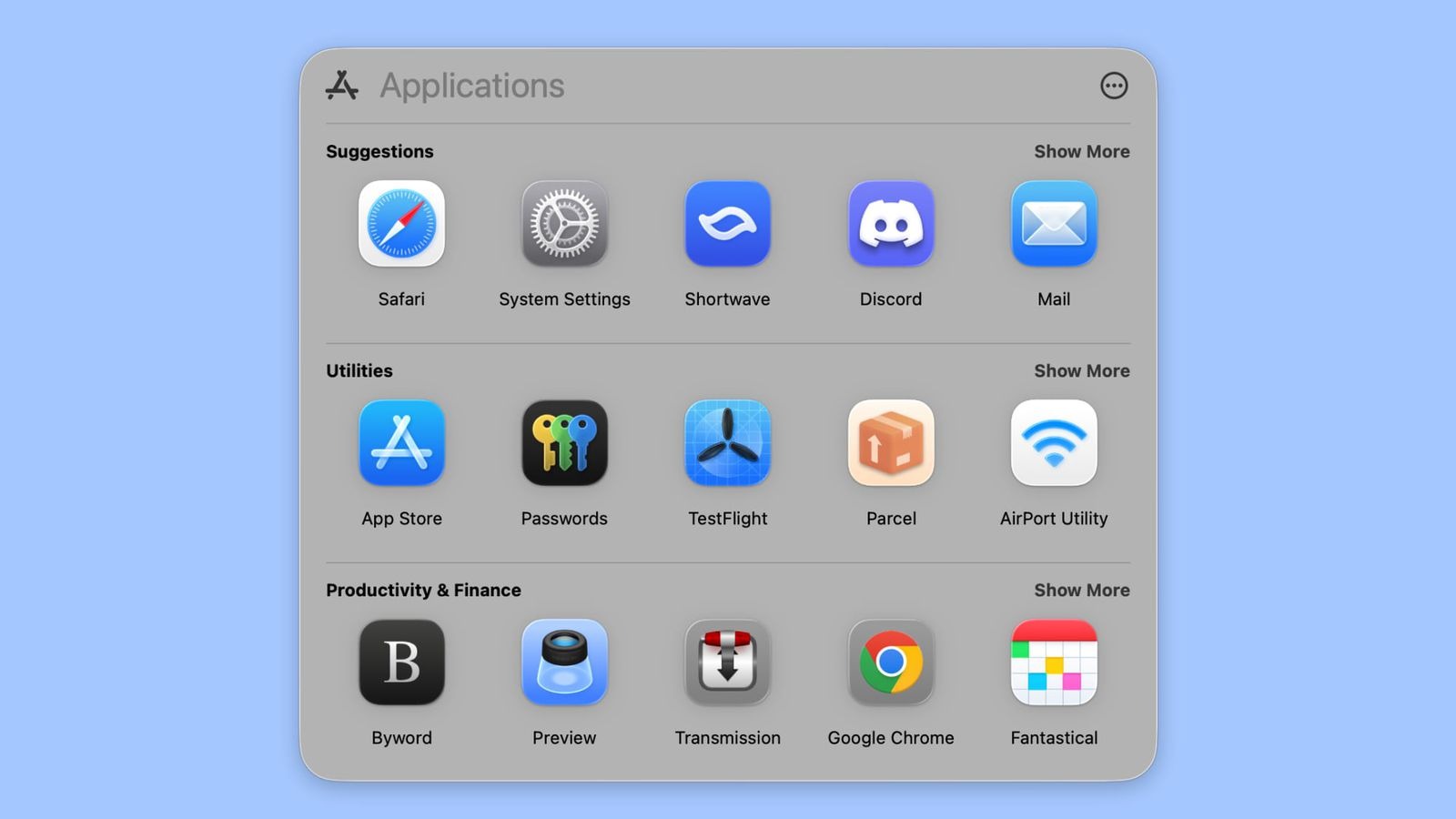 macOS tahoe app list