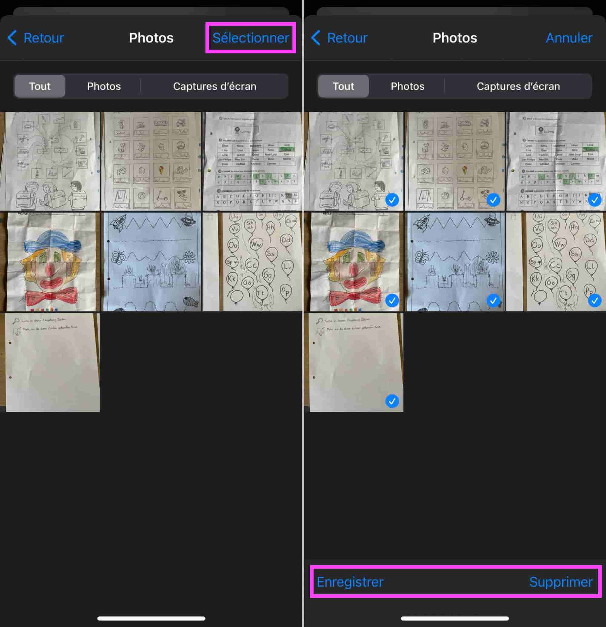 Supprimer contenus iMessage