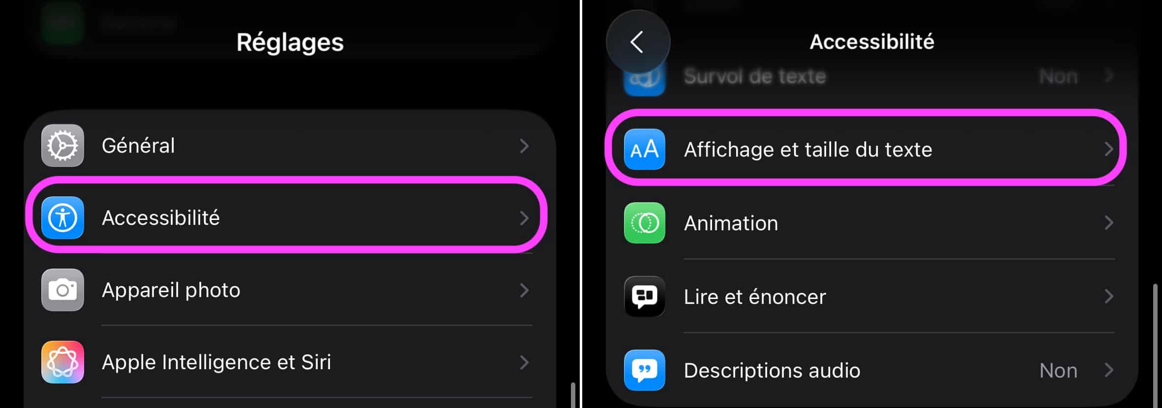 Transparence accessibilité iOS 26