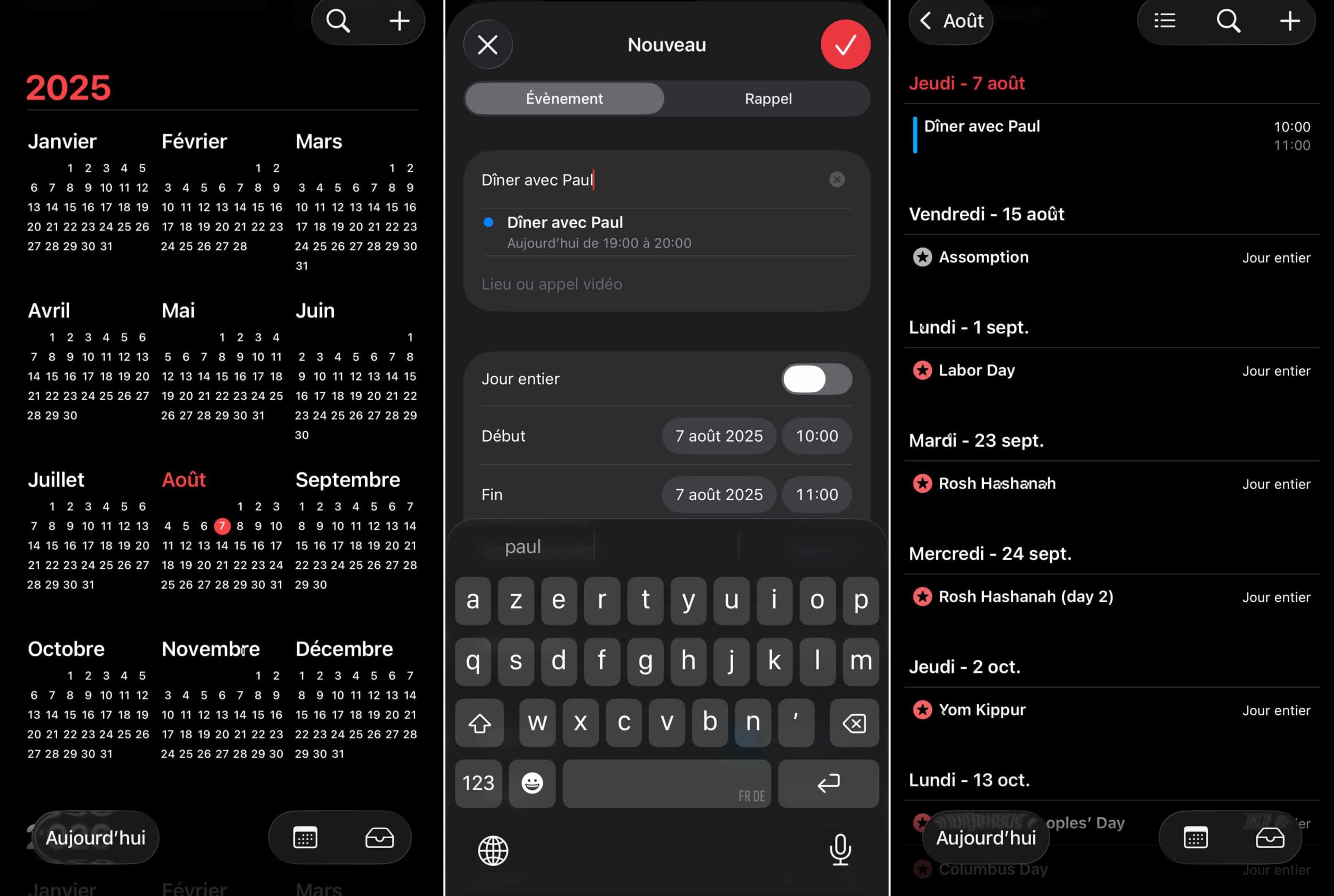 Calendrier iOS 26