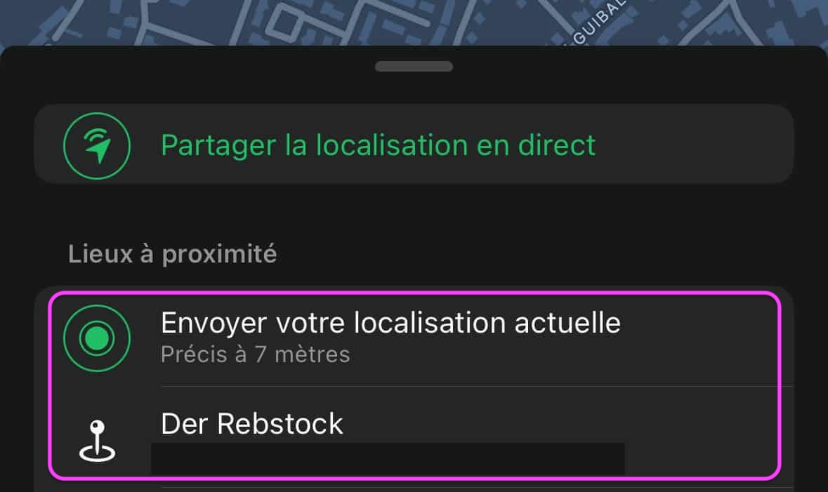 WhatsApp partage localisation