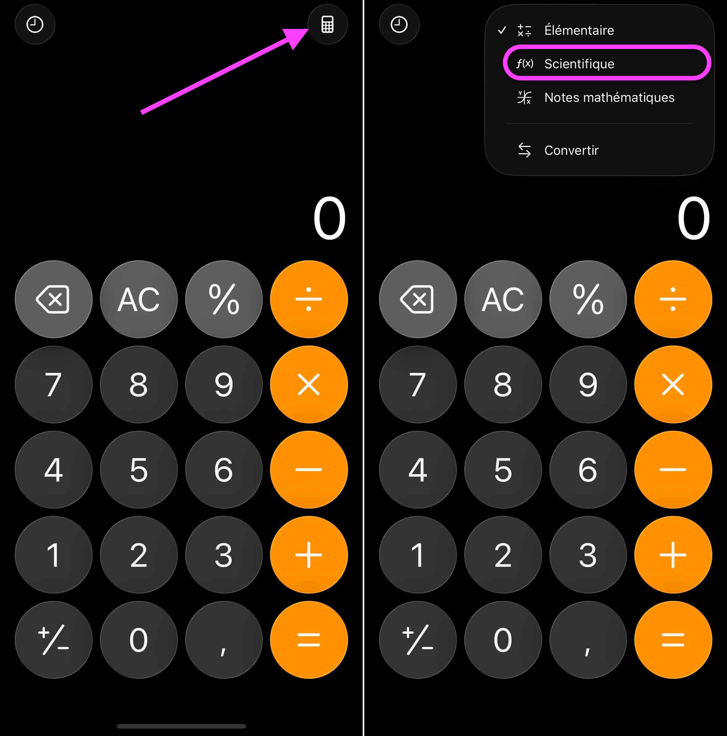 Calculette scientifique iOS