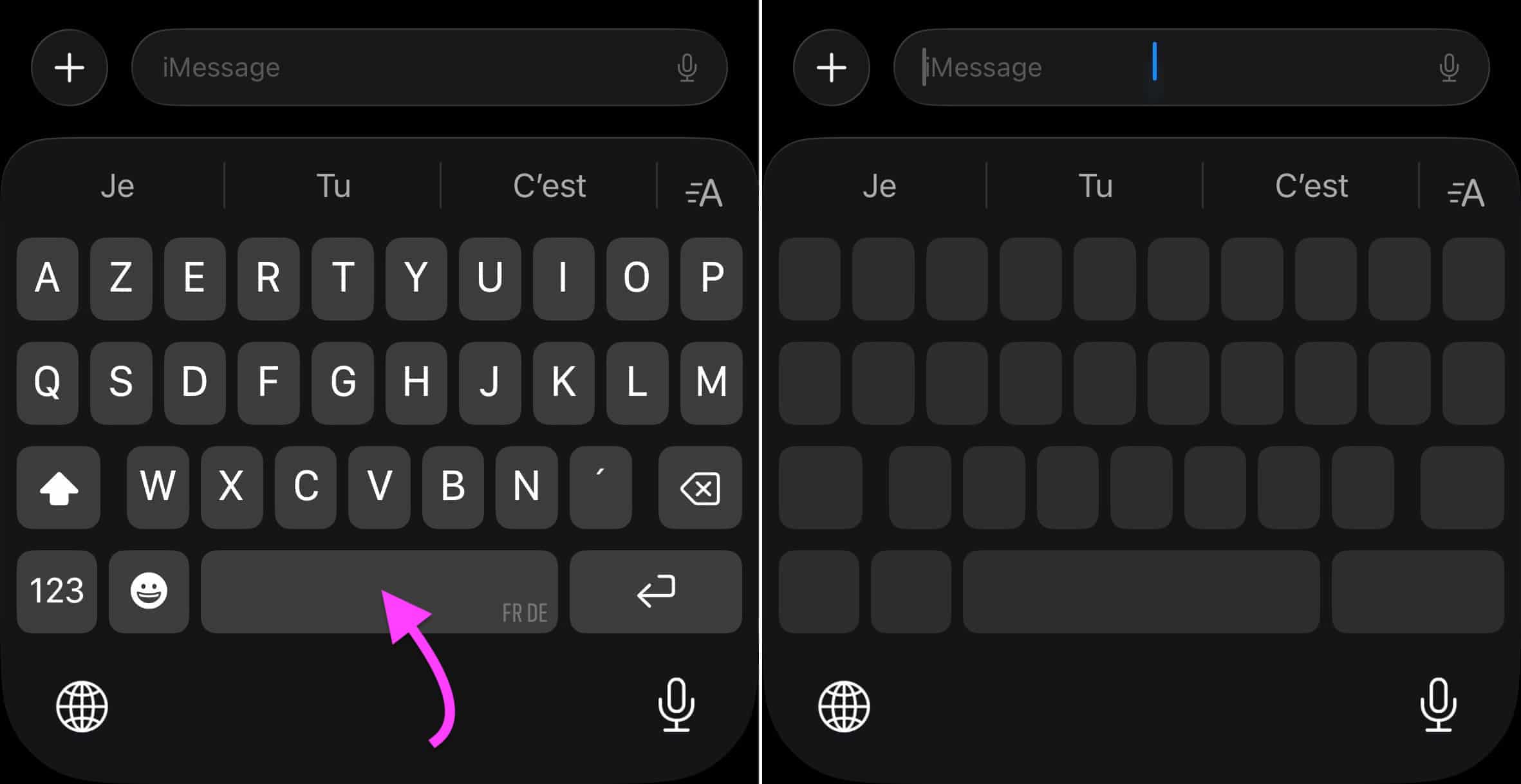 Clavier en mode trackpad