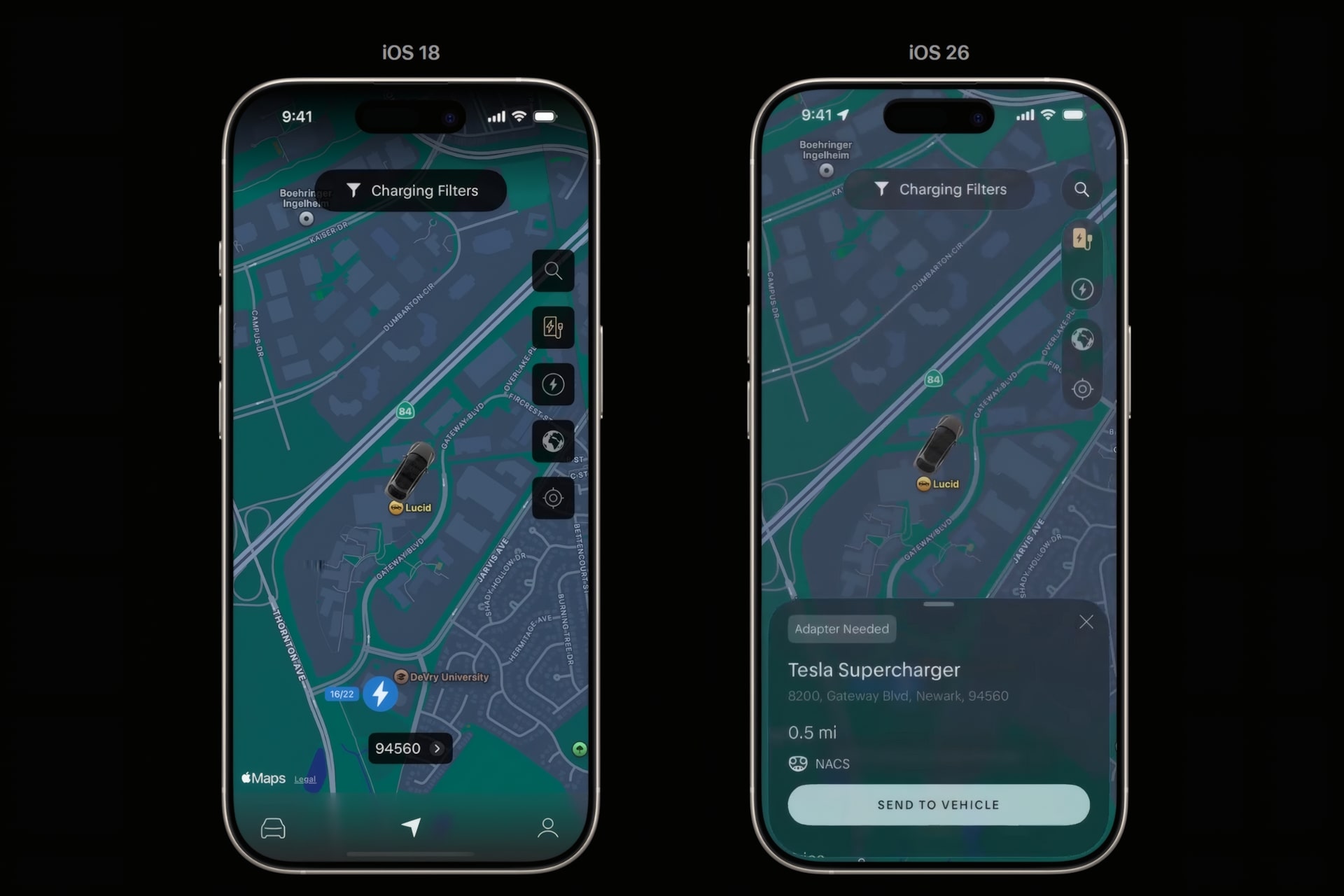 Liquid glass lucid motors iOS 18 vs 26