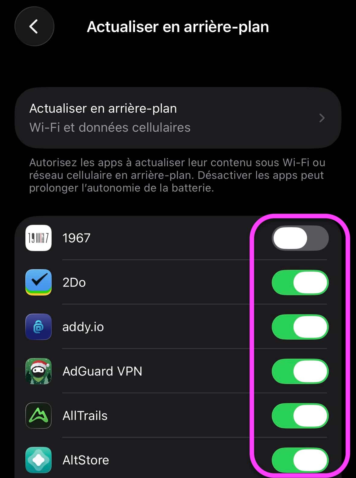 Batterie apps
