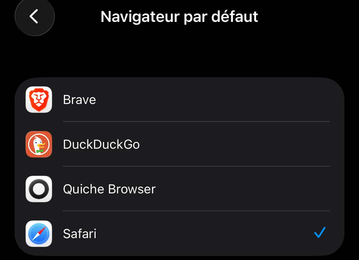 Navigateur par défaut Safari