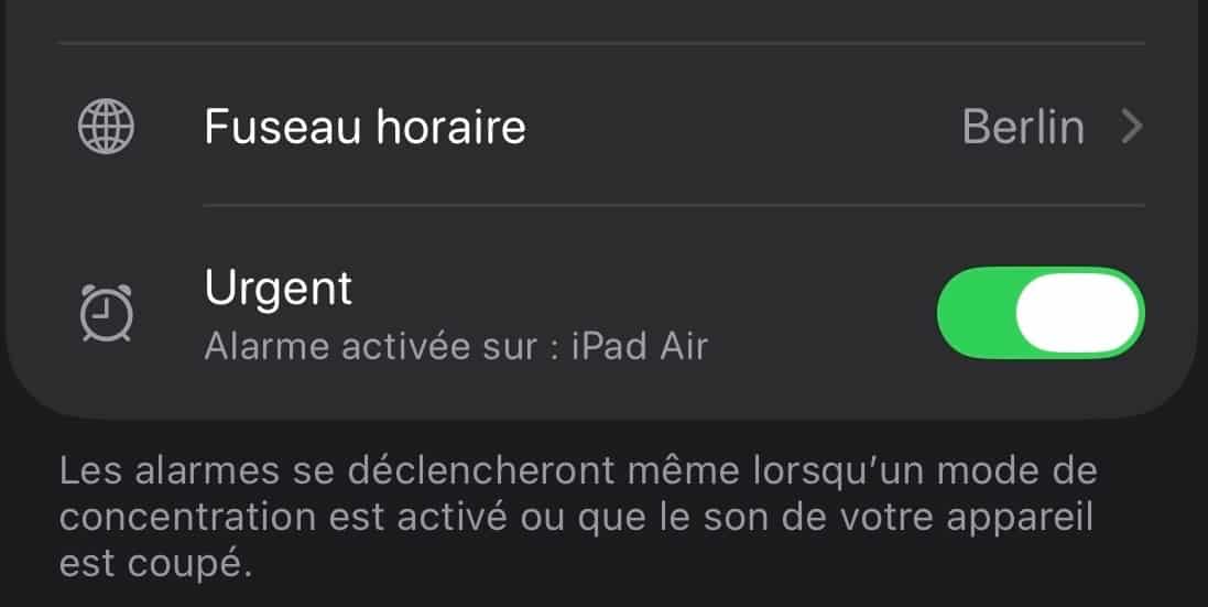Rappel urgent alarme