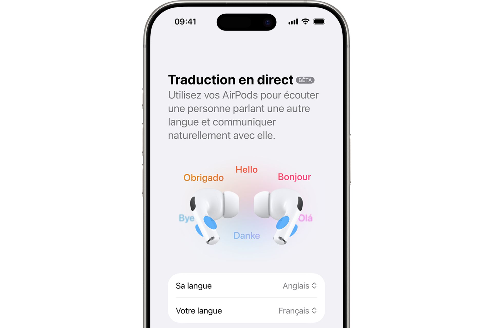 Traduction en direct iPhone AirPods