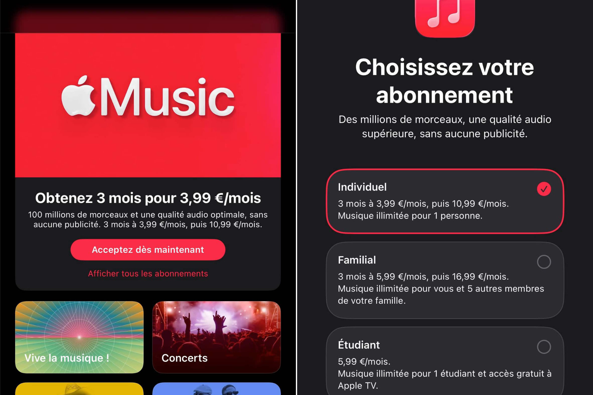 Apple music offre abonnement