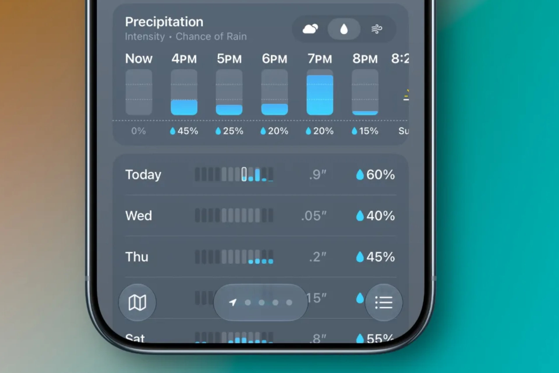 Apple pluie meteo application