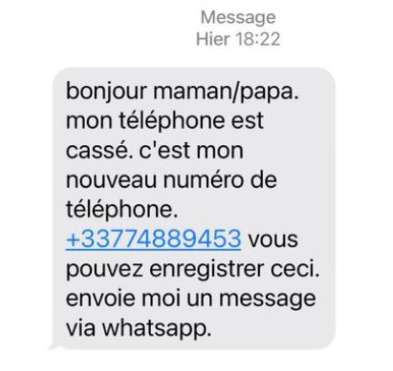 Arnaque sms usurpation identite