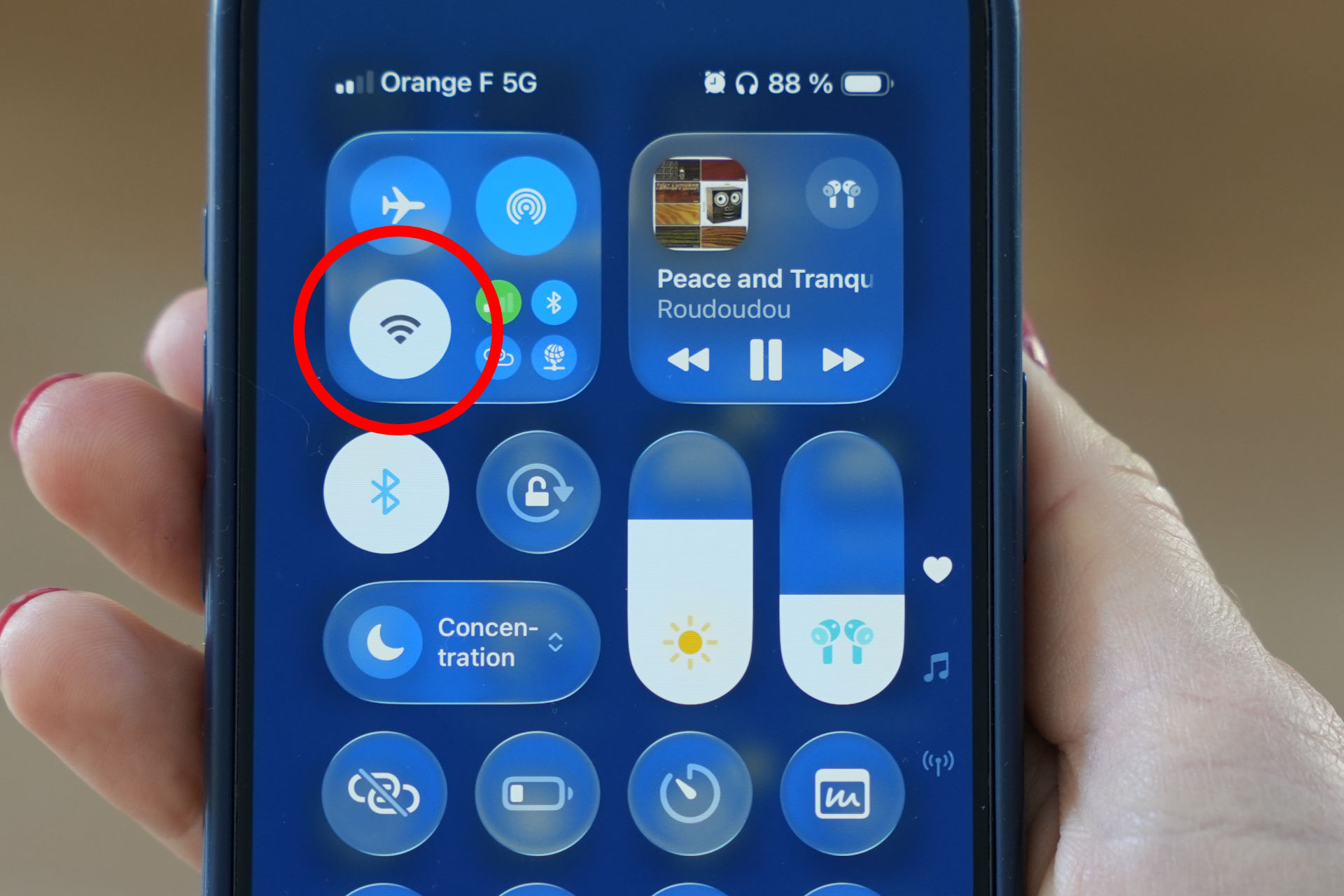 Centre Controle iPhone Wifi