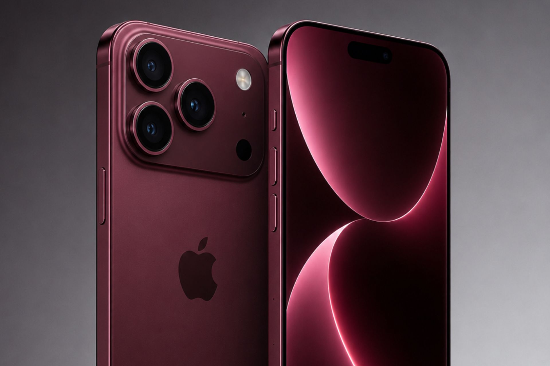 iPhone 18 Pro bordeaux avant arrière concept