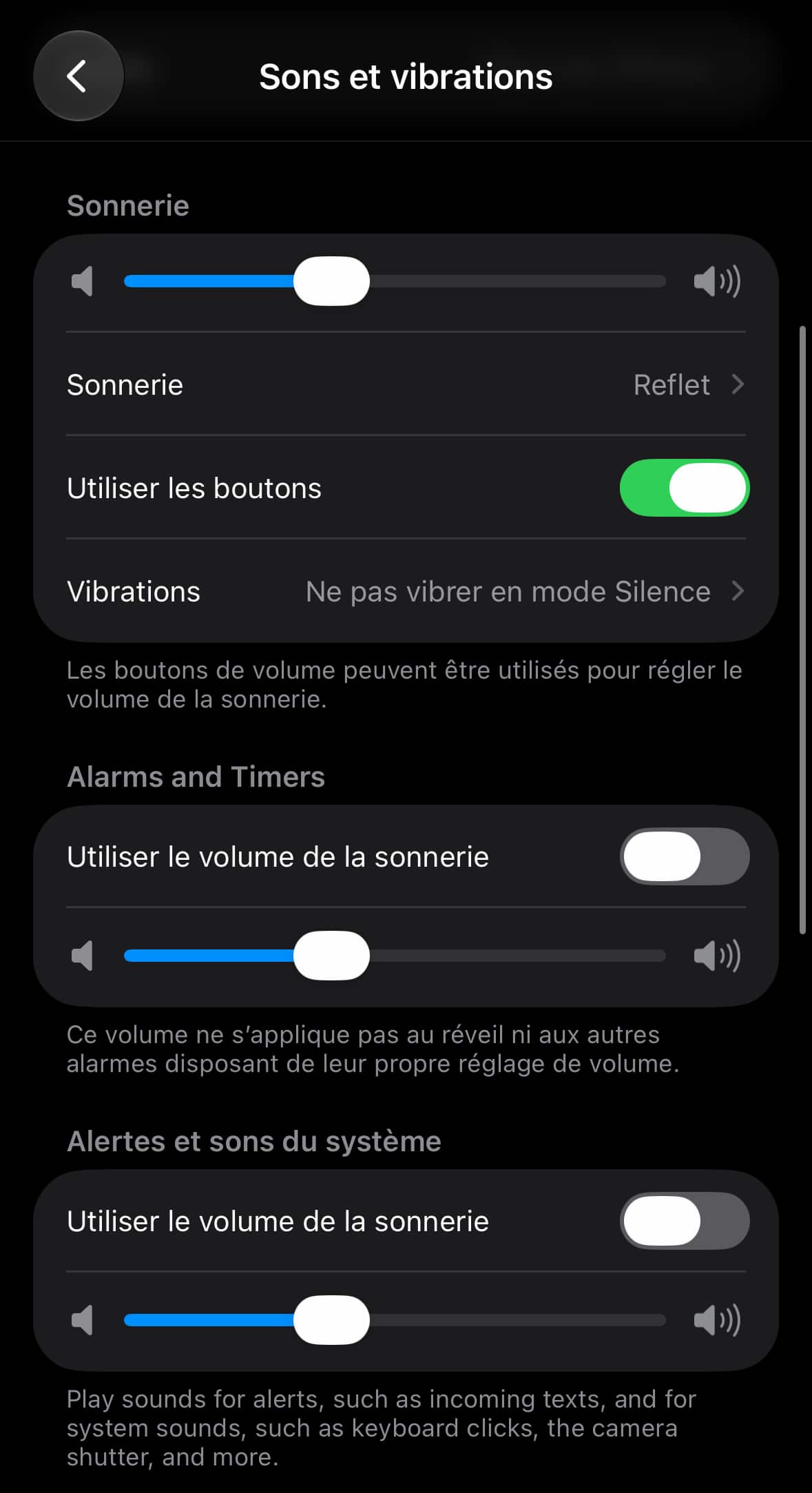 Sonneries niveaux